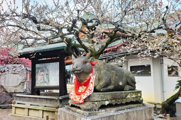 北野天満宮撫で牛「楼門北赤目牛」